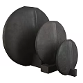 Elegant Black Round Floral Vases With Soft Fabric Texture And Various Sizes For Decor