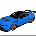 Blue Sports Car with Wide Body Aerodynamic Kit Rear Spoiler Black Wheels Red Brake Calipers