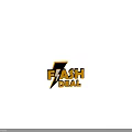 Flash Deal Logo Design With Yellow Text And Black Lightning Bolt