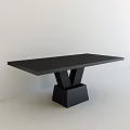 Modern Black Dining Table With V Shaped Legs And Square Base 3d model