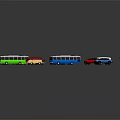 Colorful Toy Car and Bus Models in Various Types on Black Background