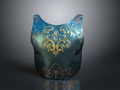 Elegant Decorative Metallic Container With Blue Gold Intricate Ornate Patterns 3d model