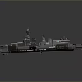 Modern Military Warship With Naval Deck Radar And Weapon Systems