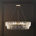 Modern Clear Glass Chandelier With Gold Metal Frame And Hanging Decorative Pieces