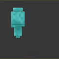 Light Blue 3D Cartoon Creature Character With Square Body And Long Arms