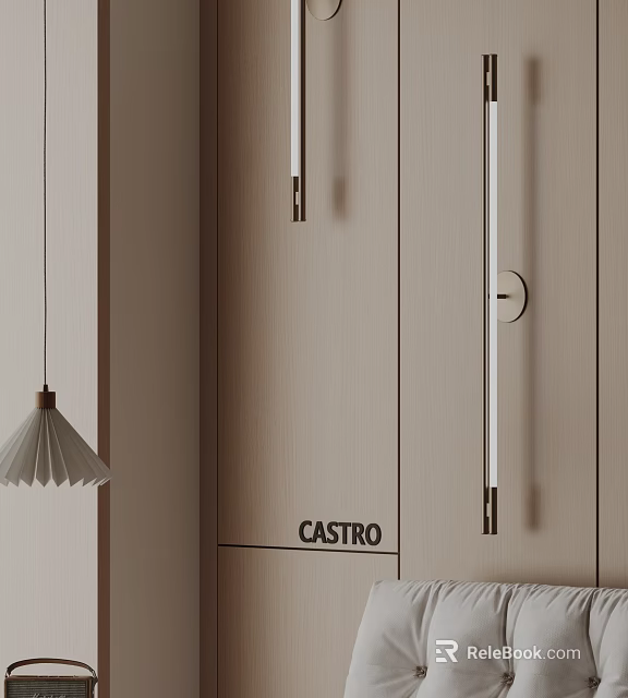 Modern Castro Wall Lamp With Slim Linear Design For Living Room Interior Decoration 3d model 