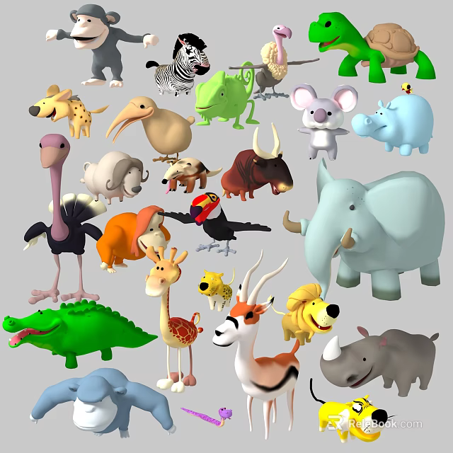 Cute Various 3D Cartoon Animal Characters For Games And Movies In Animated Style 3d model 