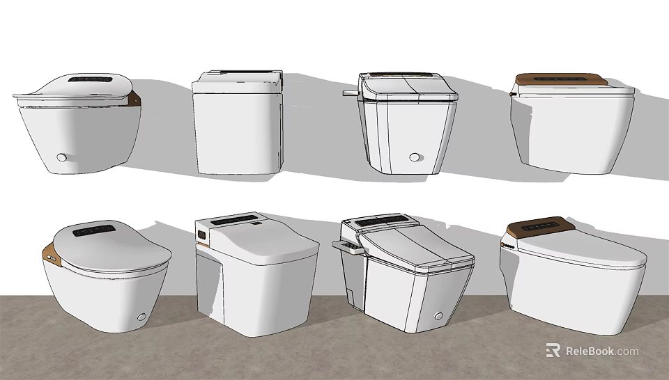 Different Types of Modern Toilet Designs With Various Styles For Home Bathrooms 3d model 