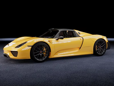 Yellow Sports Car With Black Roof And Black Wheels Luxury Exterior Design 3d model