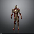 3D Model of Iron Man in Red and Gold Standing Pose With Detailed Armor