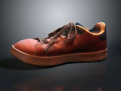Brown Worn Leather Shoes With Laces And Thick Soles For Daily Use 3d model
