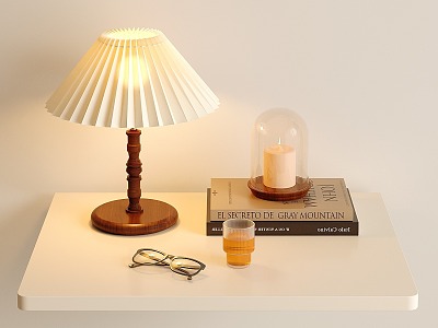 Table Lamp Candle Glasses Book 3d model