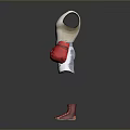 White Tank Top Gray Shorts With Red Boxing Gloves And Shoes
