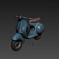 Vintage Blue Scooter Motorcycle With Brown Seat Classic Design And Retro Details