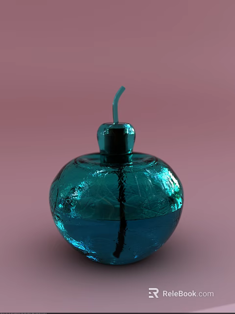 Elegant Blue Cracked Glass Perfume Bottle With Pink Background For Cosmetics 3d model 