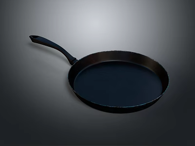 Durable Cast Iron Skillet With Long Handle For Daily Kitchen Cooking 3d model