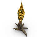 Cartoon Fantasy Plant With Tentacle Like Roots And Yellow Scaled Top Structure