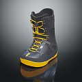 Black And Yellow High Top Snowboard Boots With Yellow Laces And Durable Sole