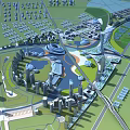 Aerial Urban Planning Design With Modern Buildings Green Spaces And Water Features