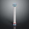 Elegant White Column With Blue Capital And Red Base Decorative Architectural Element