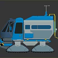 Blue Modern All Terrain Vehicle 3D Model With Tracks And Yellow Accents