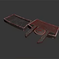 Rustic Industrial Metal Component With Grille Panel And Circular Wheel