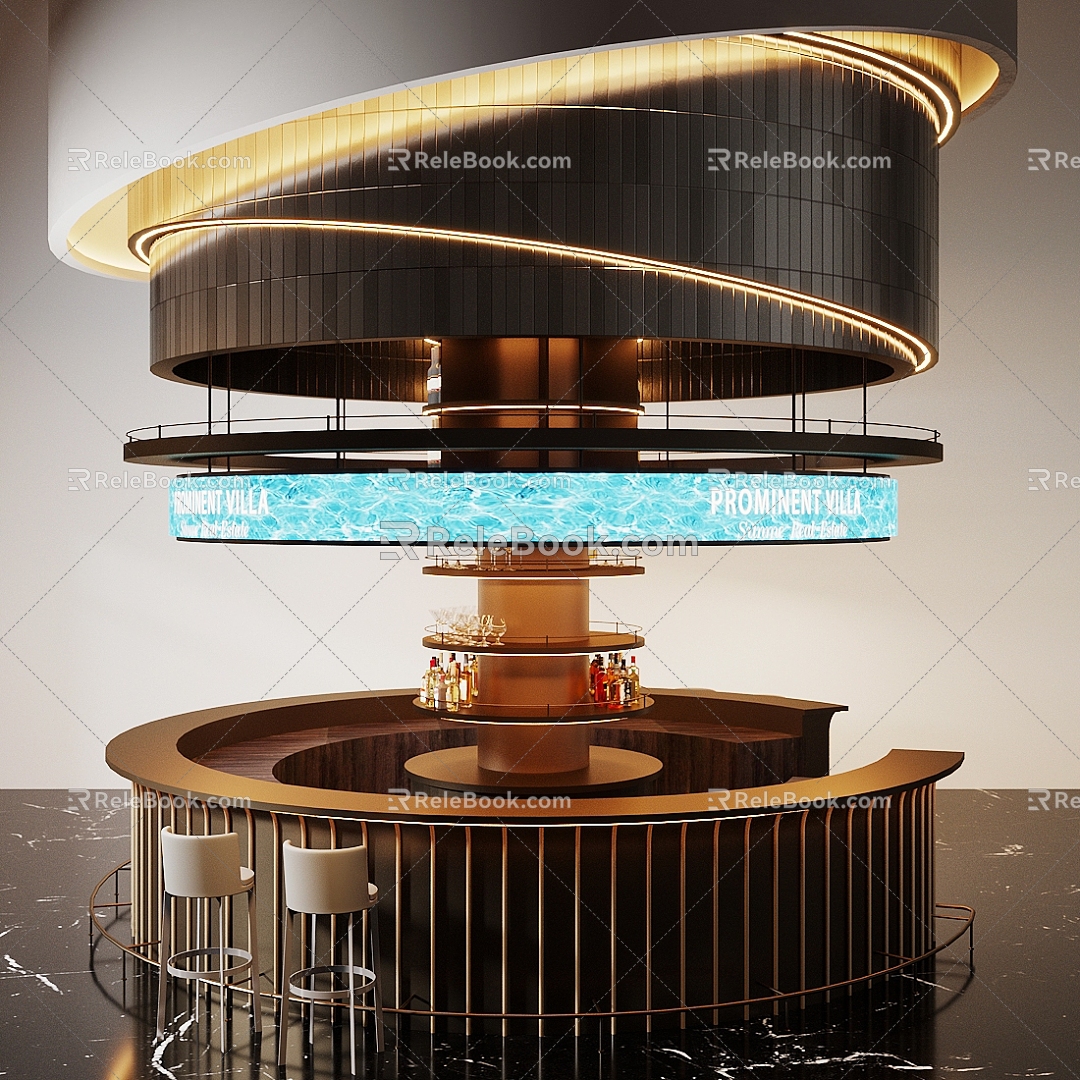 Modern Light Luxury Bar Water Bar Round Bar Bar Bar Restaurant Bar Cafe Bar Metal Bar Bar Bar Bar Stool 3d model