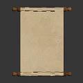 Scroll Decorative Display Piece With Cream Colored Paper Brown Wooden Ends And Dark Background