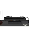 Modern Gray Sofa and Coffee Table Set With Pillows Fruit Books and Glasses on Rug