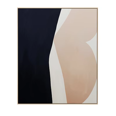 Abstract Geometric Artwork With Black Beige White Curved And Straight Shapes 3d model