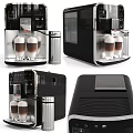 Modern Black Stainless Steel Coffee Machine With Espresso Cups And Multiple Views
