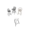 Modern Bar Stools with Black Silver Orange White Metal Frame and Openwork Design 3d model