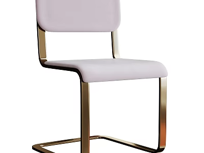 Modern Luxury Dining Chair With Golden Metal Frame And Light Pink Upholstered Seat 3d model