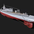 Realistic 3D Model of White Red Ship With Deck Chimney Antenna and Hull