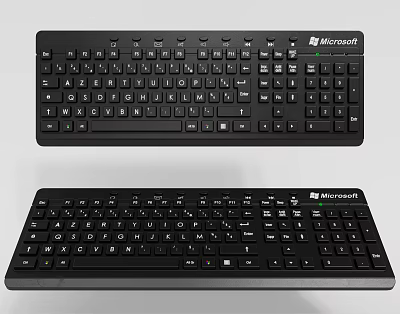 Microsoft Black Computer Keyboard Two Units With Sleek Design For Desktop Use 3d model