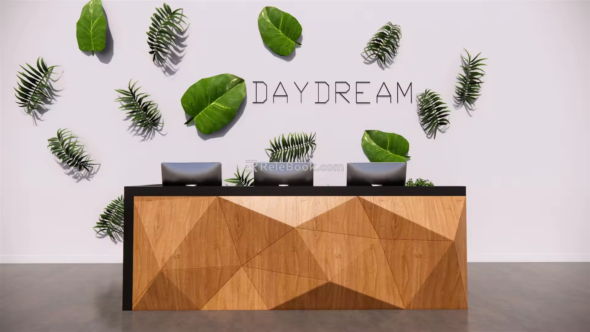 Modern Reception Desk Wall Decoration Special-shaped Reception Desk Office Reception Desk Reception Front Desk Leaf Shape 3d model