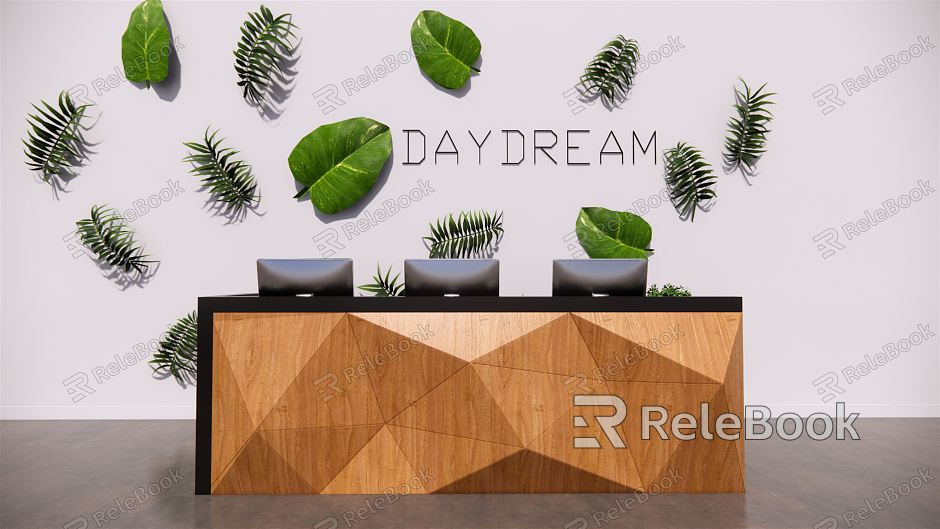 Modern Reception Desk Wall Decoration Special-shaped Reception Desk Office Reception Desk Reception Front Desk Leaf Shape model