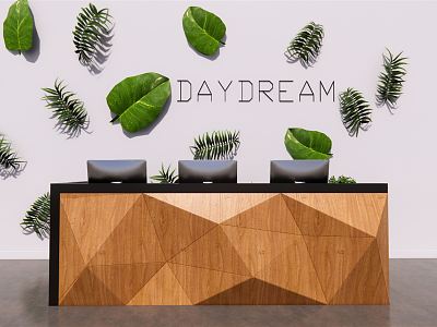 Modern Reception Desk Wall Decoration Special-shaped Reception Desk Office Reception Desk Reception Front Desk Leaf Shape model