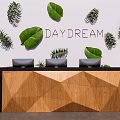 Modern Reception Desk Wall Decoration Special-shaped Reception Desk Office Reception Desk Reception Front Desk Leaf Shape 3d model