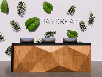 Modern Reception Desk Wall Decoration Special-shaped Reception Desk Office Reception Desk Reception Front Desk Leaf Shape 3d model