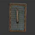 Light Blue And Beige Wicker Storage Basket With Lid Wooden Handle Rectangular For Home Organization