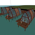 Floating Waterfront Bungalows With Curved Glass Roofs And Wooden Deck Interiors