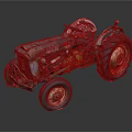 Vintage Rusty Tractor With Red Yellow Body And Large Wheels 3d model