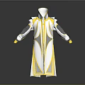 Elegant White Gold Cloak Robe With Geometric Patterns And Decorative Details 3d model
