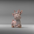 Cute Pink Deer Sculpture with Closed Eyes and Antlers in Sitting Pose