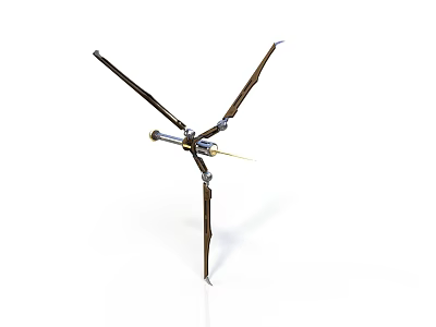 Multi Armed Weapon With Wooden And Metal Parts And Spiked Mechanical Structure Tips 3d model