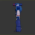 Blue Robot Character 3D Render With White Orange Accents And Chest Emblem Design