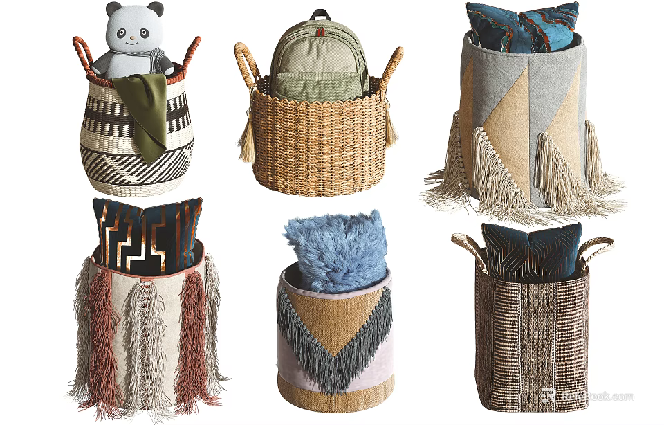 Unique Storage Baskets In Diverse Styles For Organizing And Decorating 3d model
