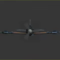 Detailed Vintage Blue Airplane Model With Propeller Wings Cockpit And Dark Background