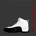 White Basketball Shoes With Navy Soles Jumpman Logo And Red Jump Silhouette